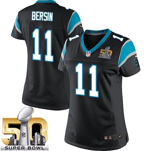 Women's Elite Brenton Bersin Super Bowl L Nike Jersey Black Home - #11 NFL Carolina Panthers